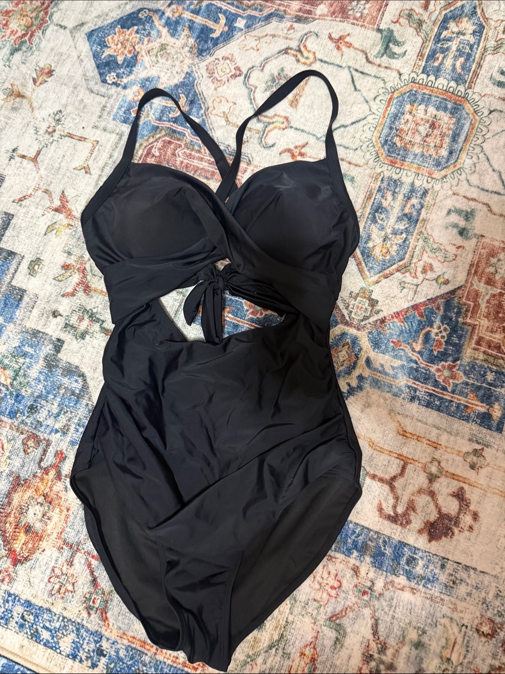 Black One-Piece Tie-Front Swimsuit - Classic Women’s Swimwear